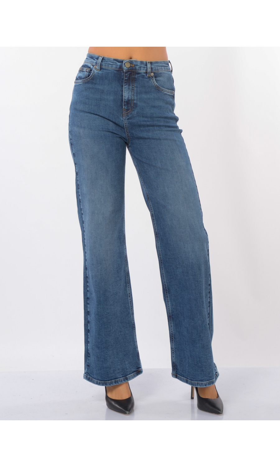 jeans da donna Twinset wide leg e cinque tasche