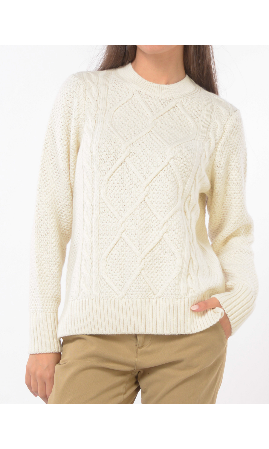 maglia da donna Barbour in lana e cotone con mix di lavorazioni