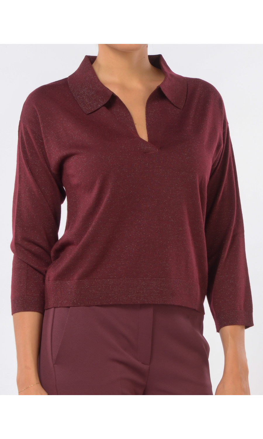 maglia da donna Emme By Marella a polo con fili lurex