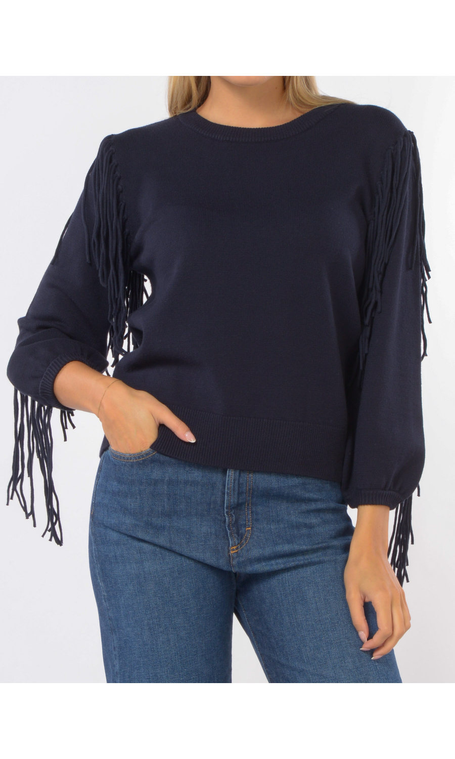 maglia da donna Emme By Marella a girocollo con frange