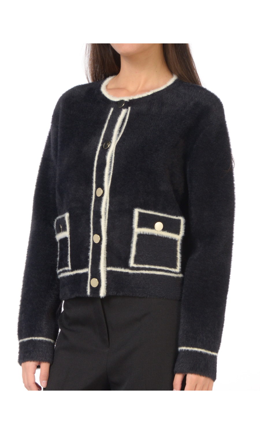 maglia da donna Icona By Kaos aperta effetto peluche