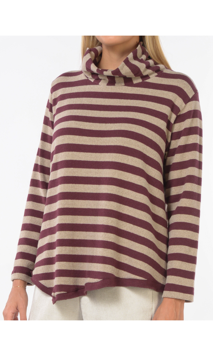 maglia da donna Jurere a righe con collo a cratere