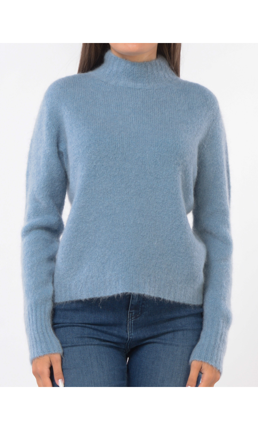 maglia da donna Kaos Jeans in misto lana con collo a cratere