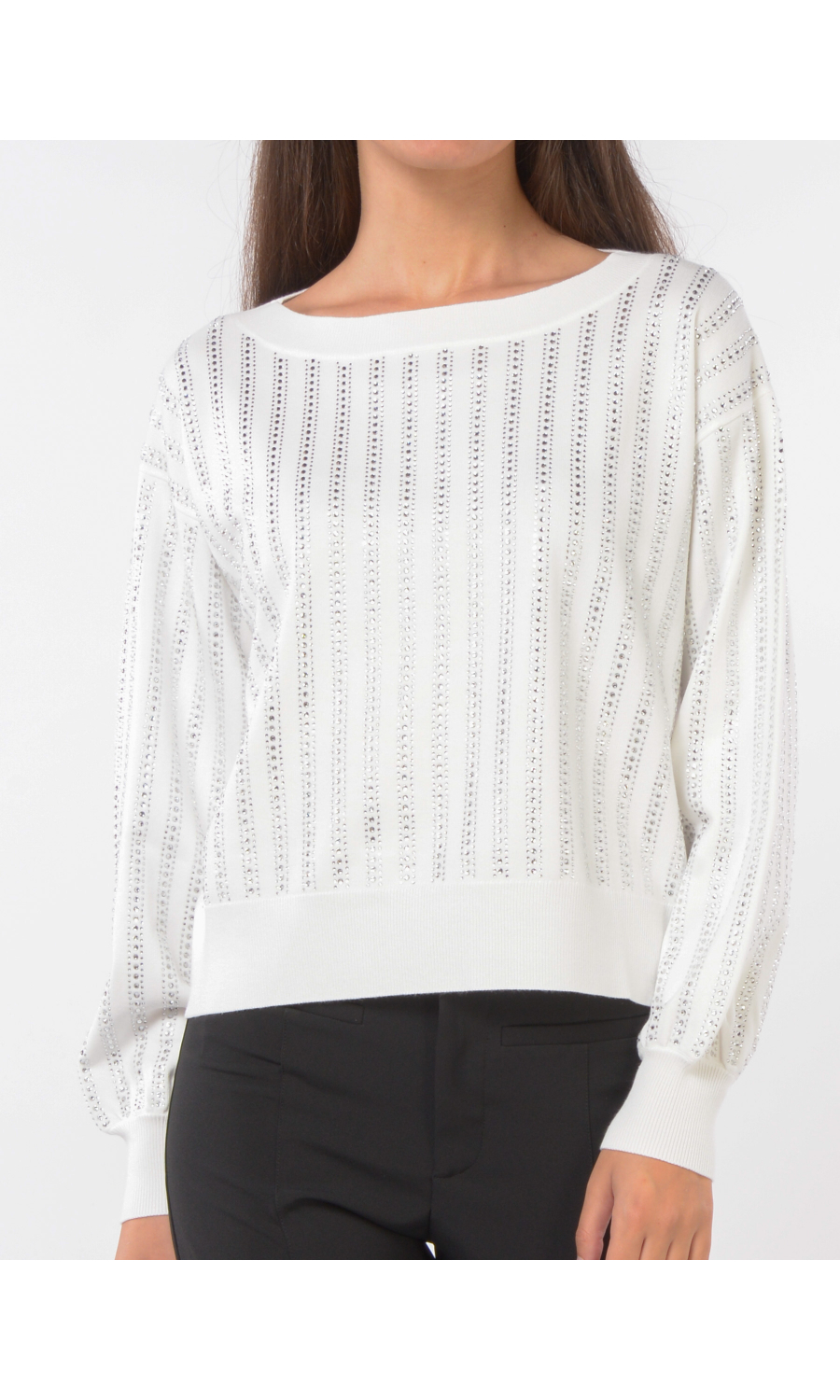 maglia da donna Liu Jo boxy con righe di strass