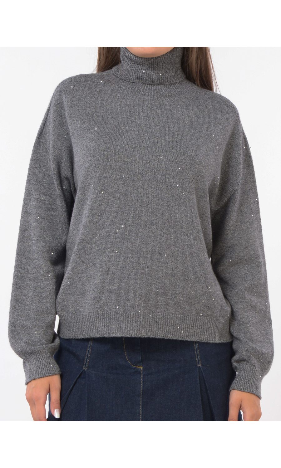 maglia da donna Liu Jo a collo alto con micro paillettes