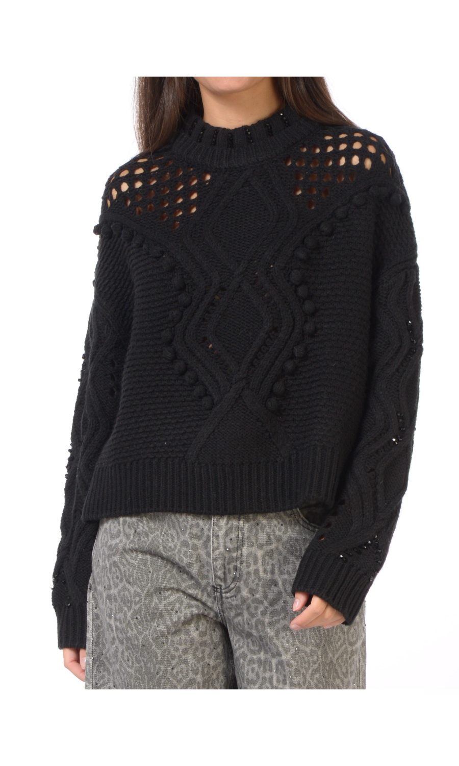 maglia da donna Liu Jo scollo a cratere con lavorazioni