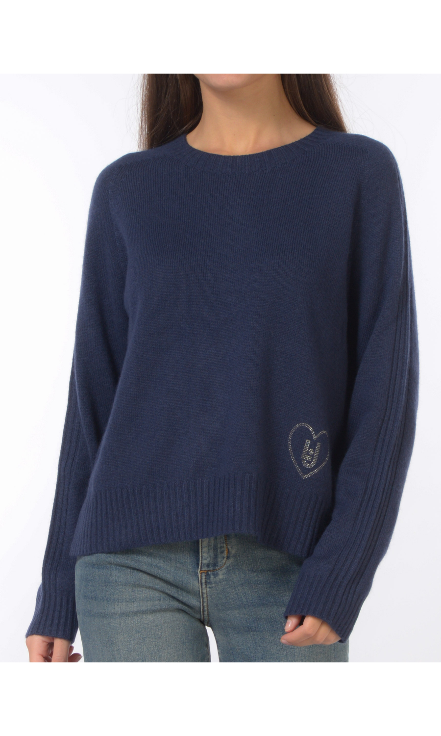 maglia da donna Liu Jo a girocollo con logo ricamato di strass