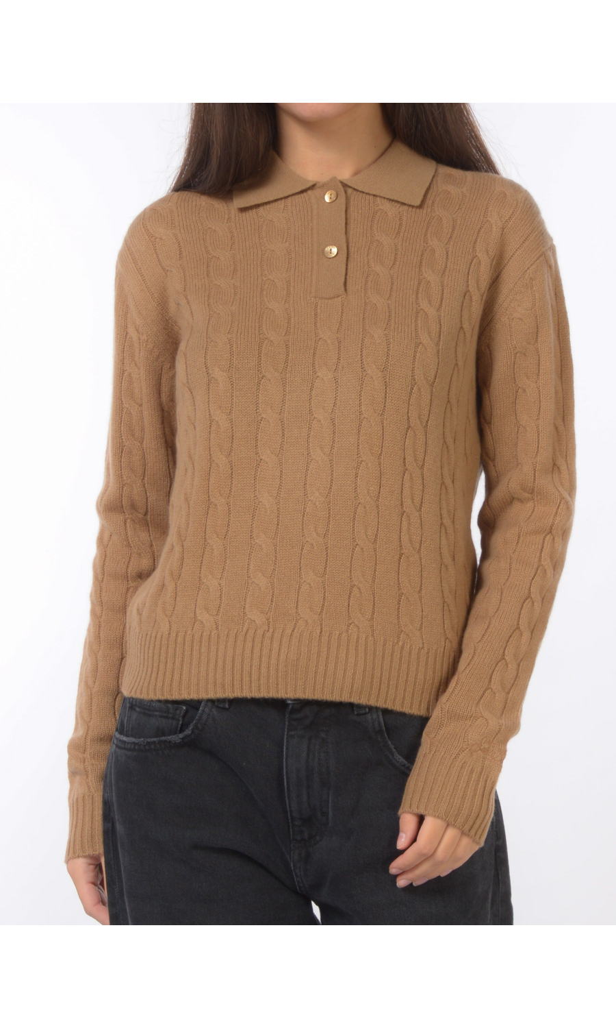 maglia da donna Mc2 Saint Barth a trecce collo polo