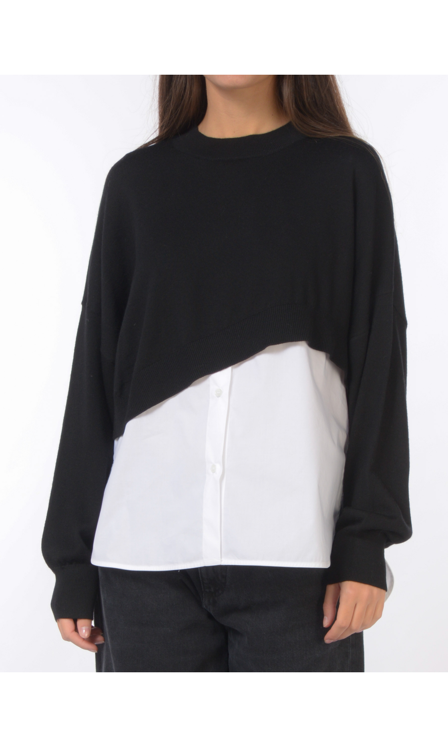 maglia da donna Meimeij cropped con camicia senza maniche