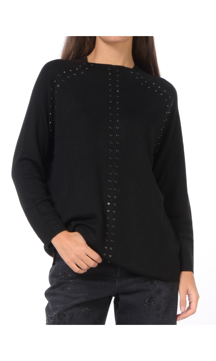 maglia da donna Nenette in misto lana con piccole borchie