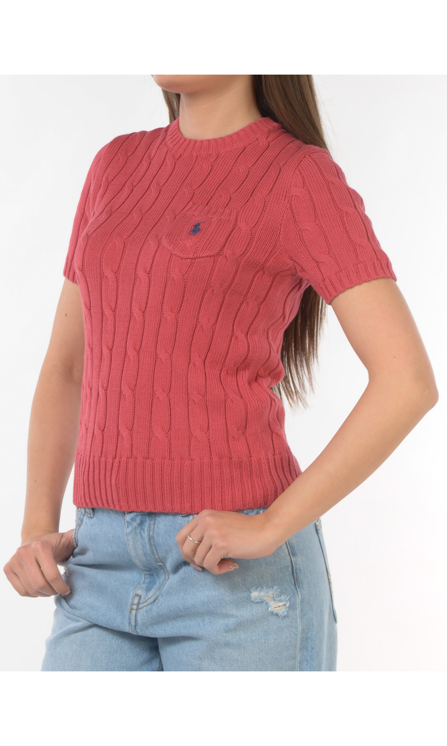 maglia da donna Ralph Lauren a manica corta con taschino