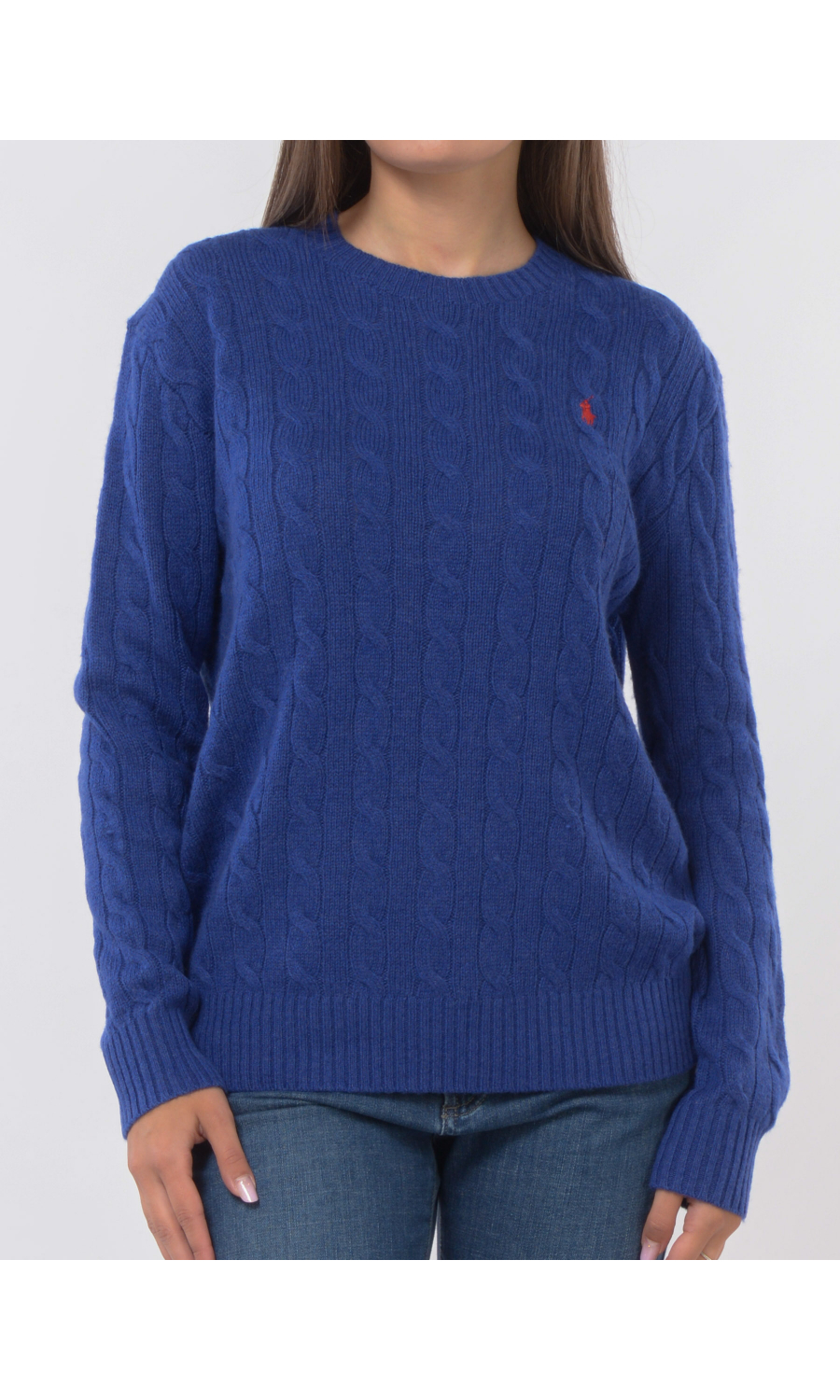 maglia da donna Ralph Lauren in lana e cachemire con lavorazione a trecce