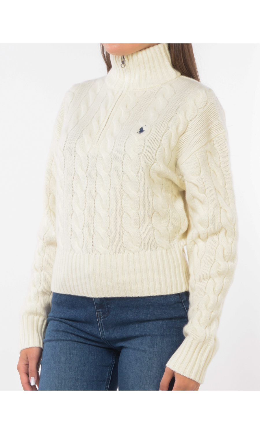 maglia da donna Ralph Lauren in lana e cachemire con zip