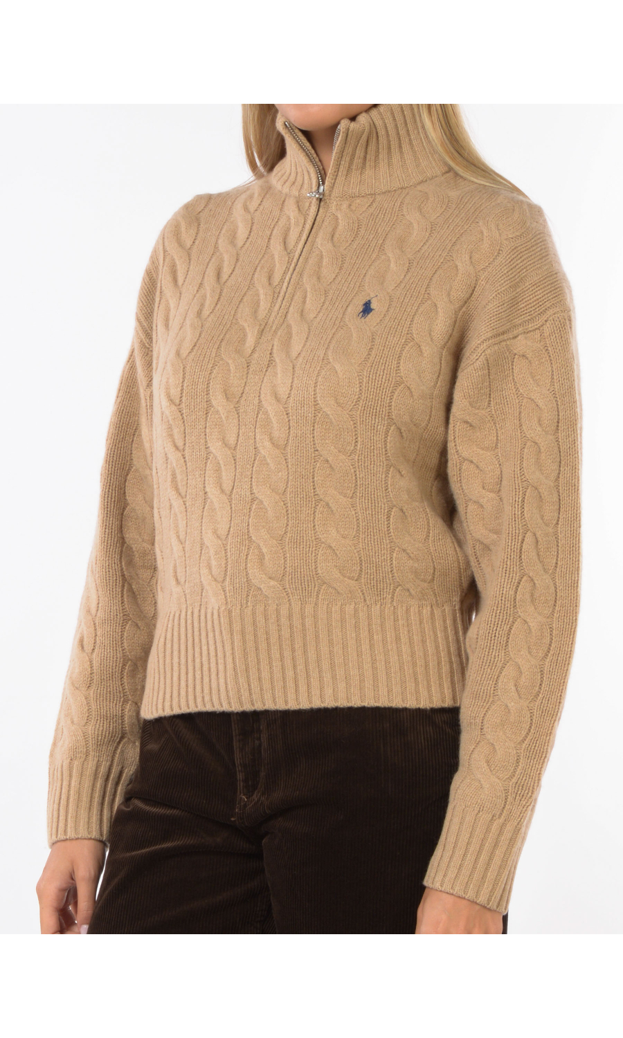 maglia da donna Ralph Lauren in lana e cachemire con zip