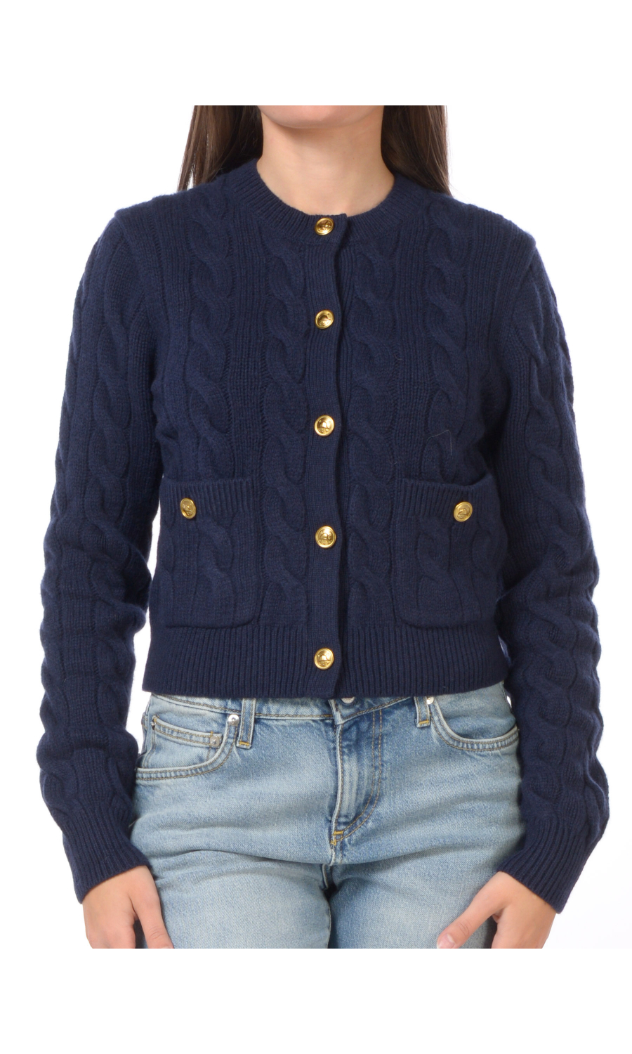 maglia da donna Ralph Lauren a trecce con bottoni