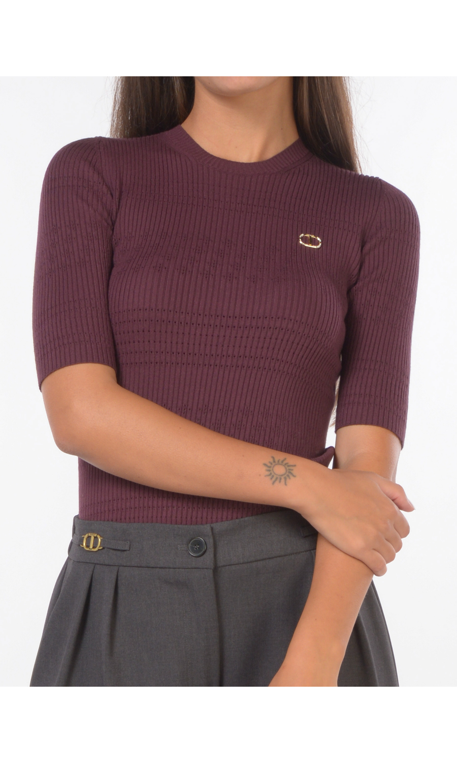 maglia da donna Twinset lavorata con logo