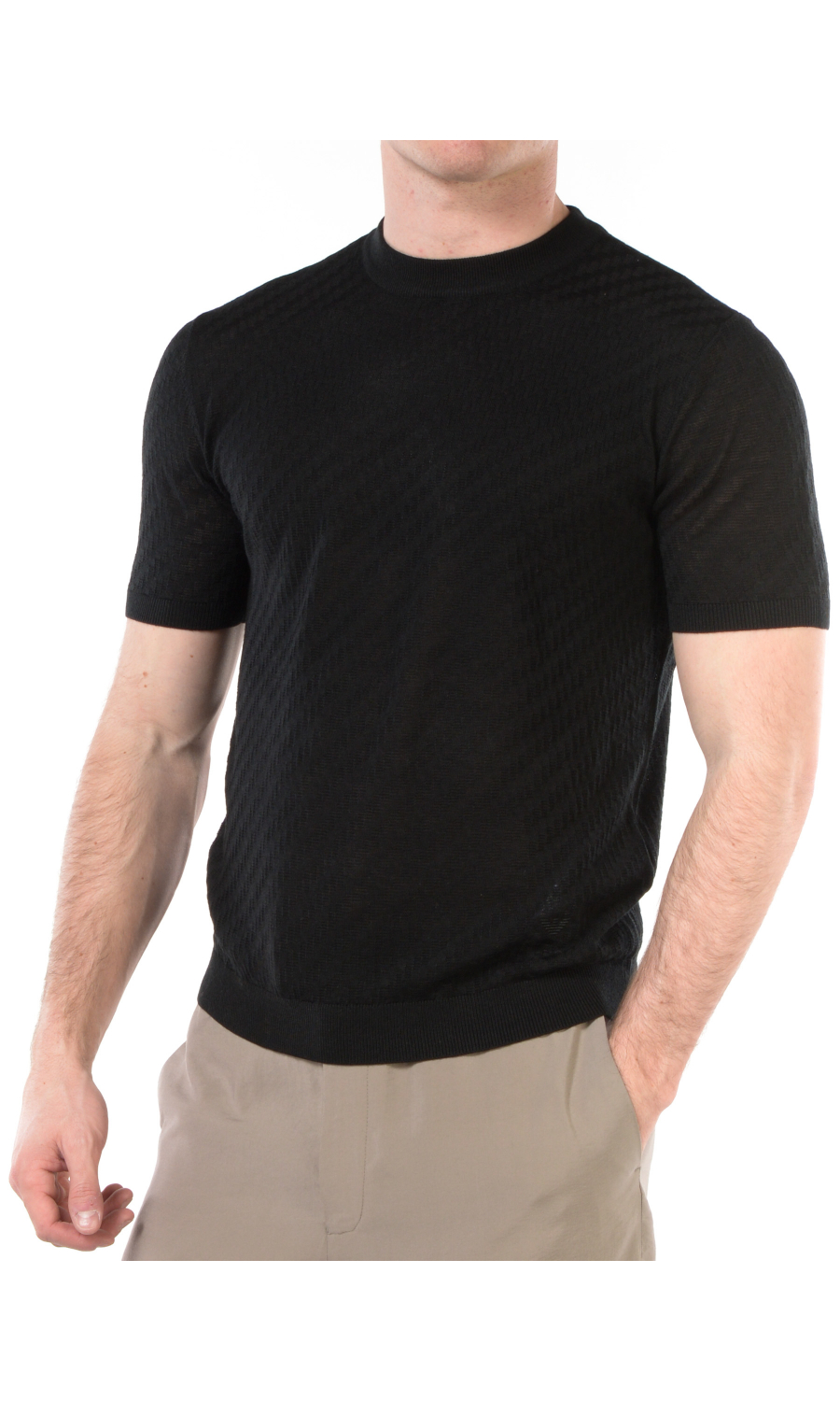 maglia da uomo Emporio Armani a manica corta con lavorazione