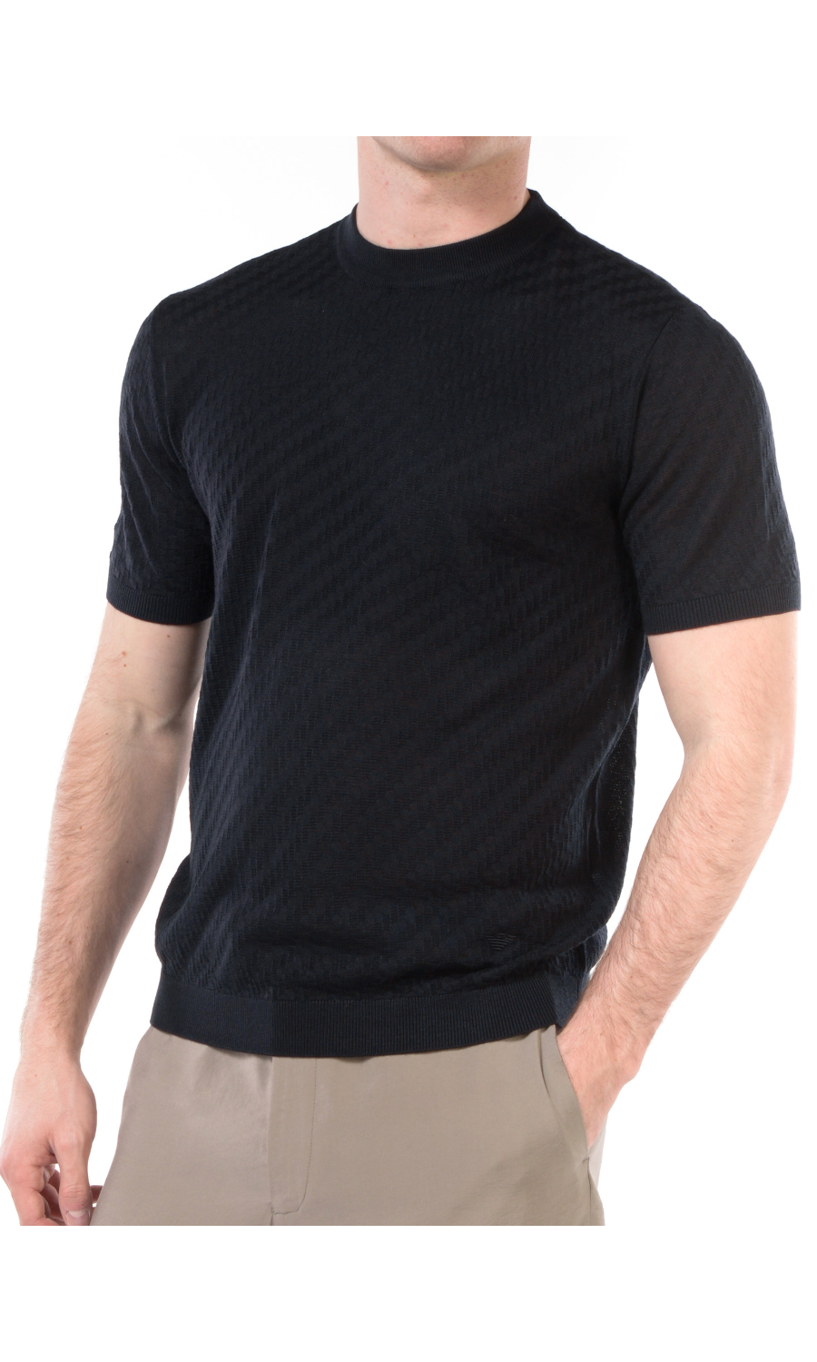 maglia da uomo Emporio Armani a manica corta con lavorazione