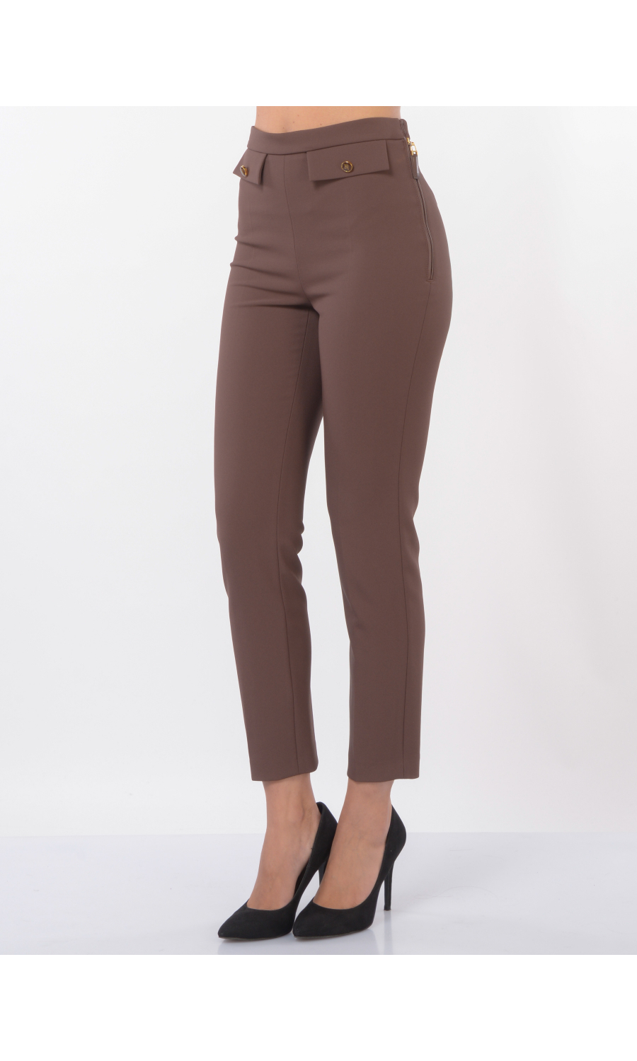 pantalone da donna Elisabetta Franchi Slim Fit in doppio crepe