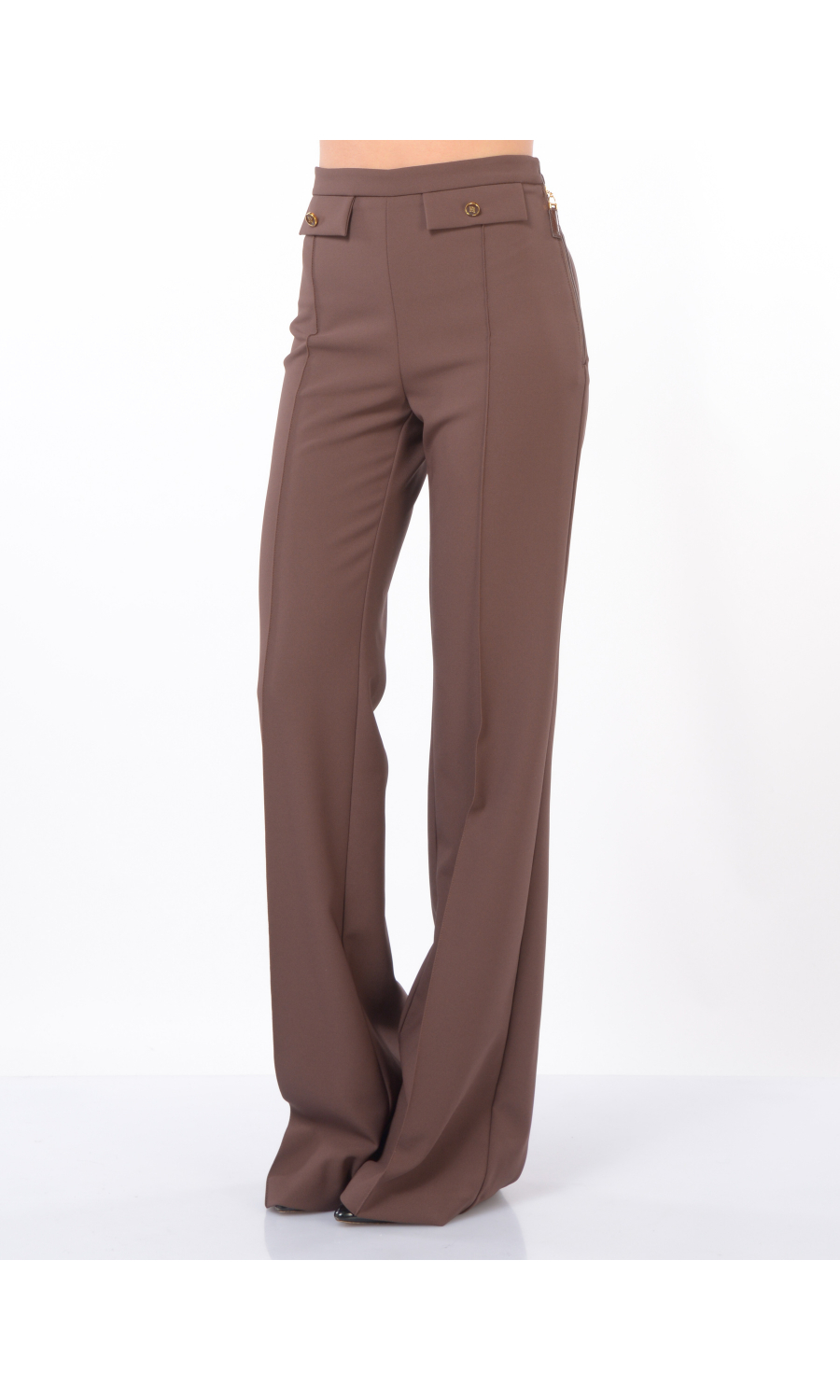 pantalone da donna Elisabetta Franchi a palazzo in doppio crepe