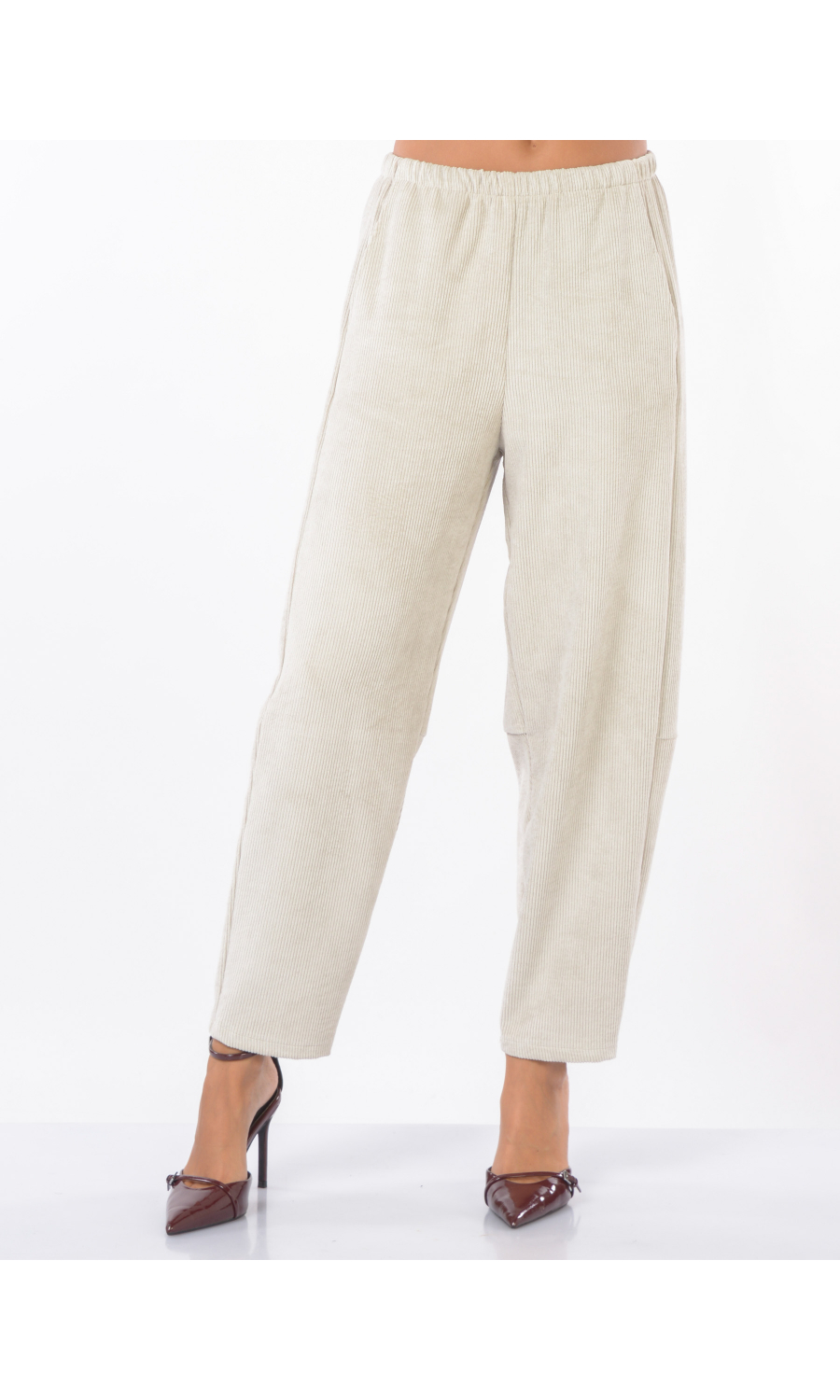 pantalone da donna Jurere in velluto rigato con linea carrot