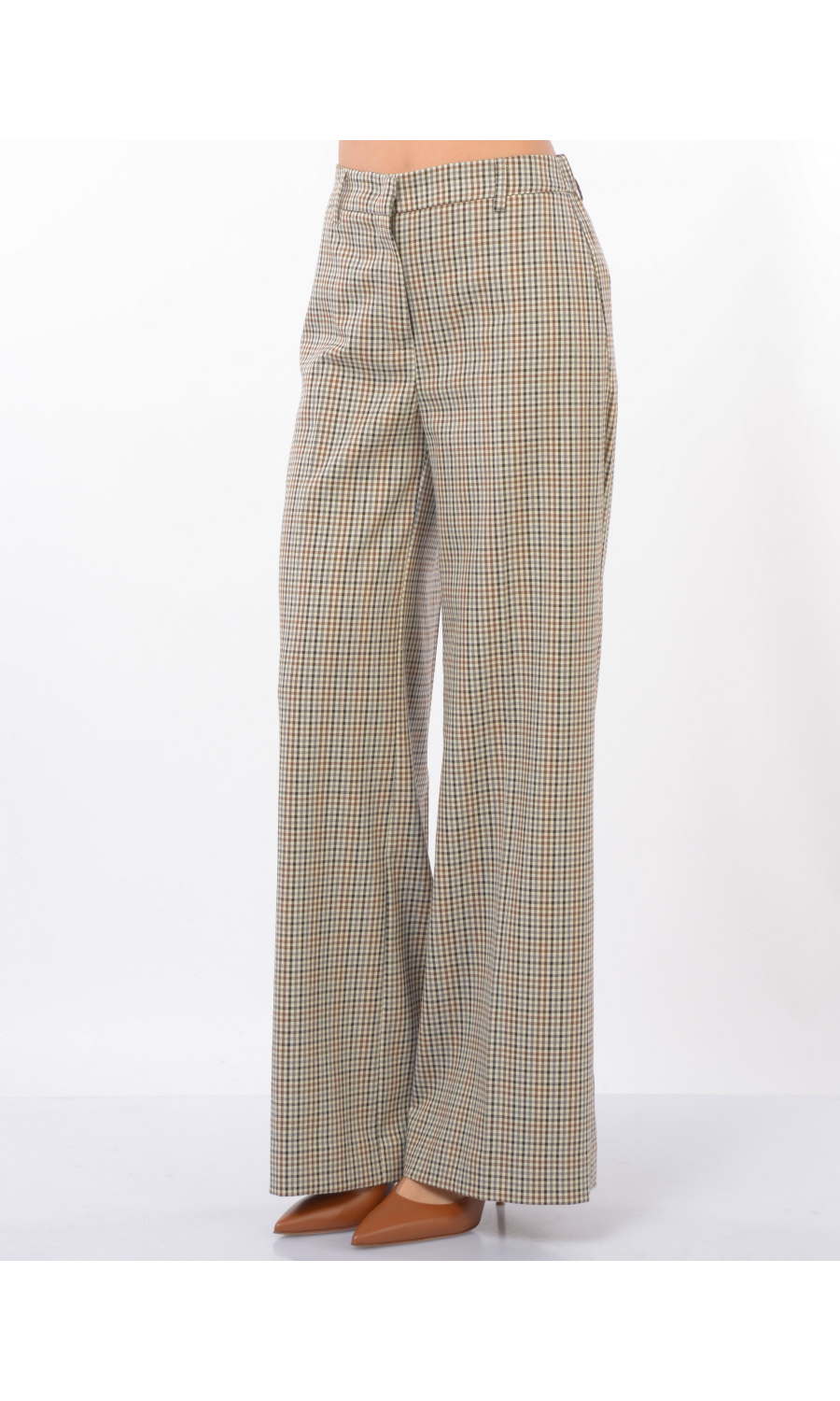 pantalone da donna Kaos Jeans a palazzo a fantasia check