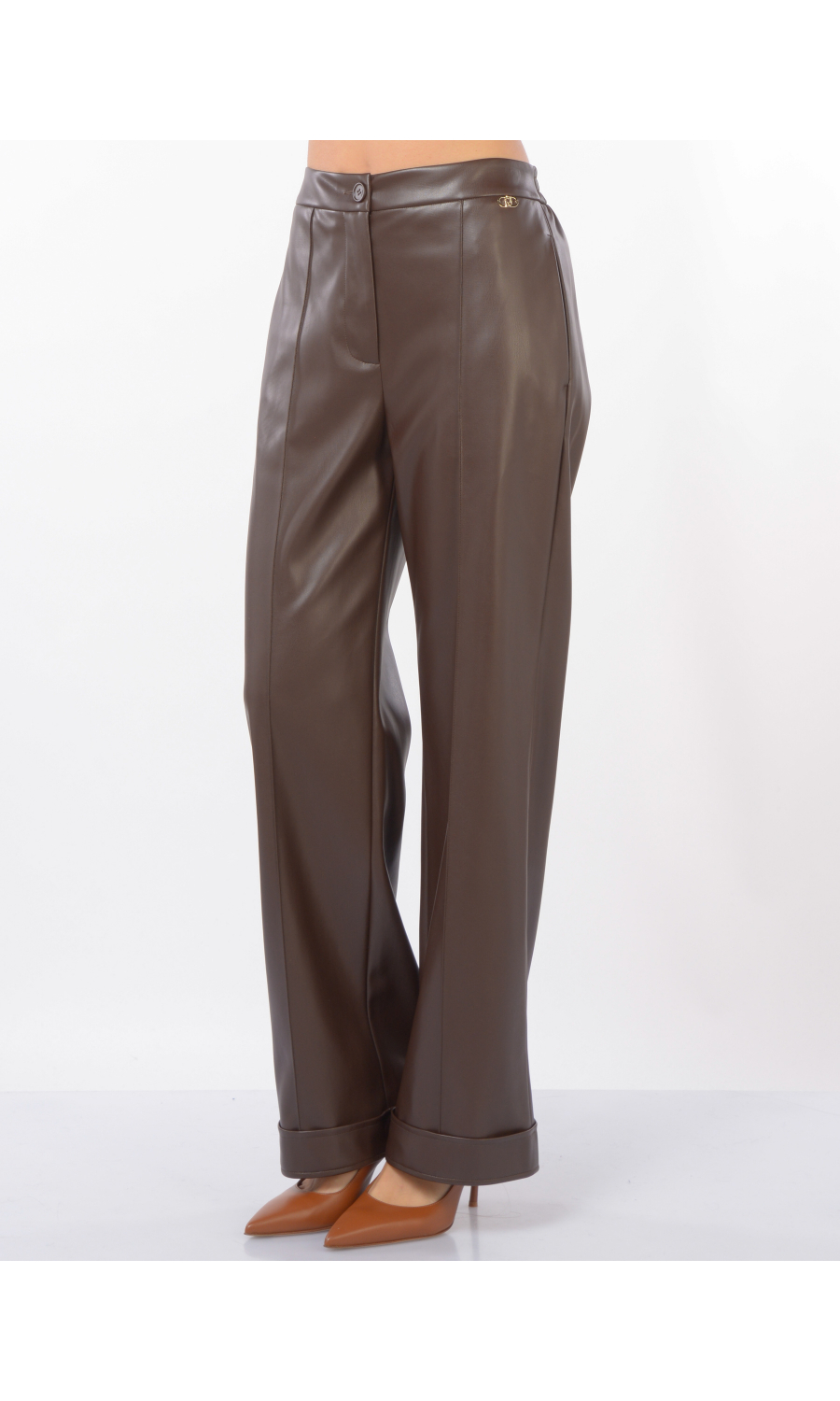 pantalone da donna Liu Jo in ecopelle con balza