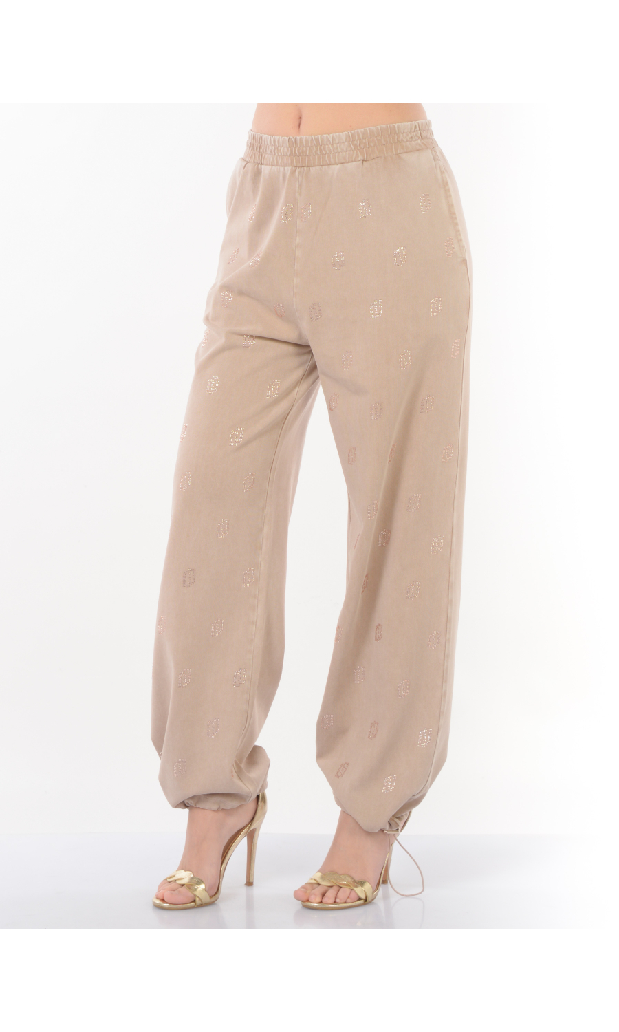 pantalone da donna Liu Jo in felpa con loghi strass all over