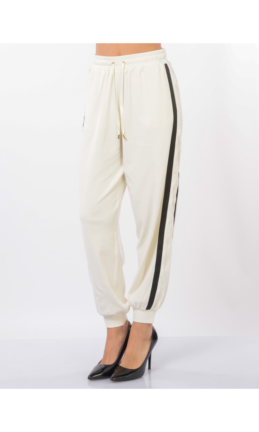 pantalone da donna Liu Jo in felpa con banda in pizzo