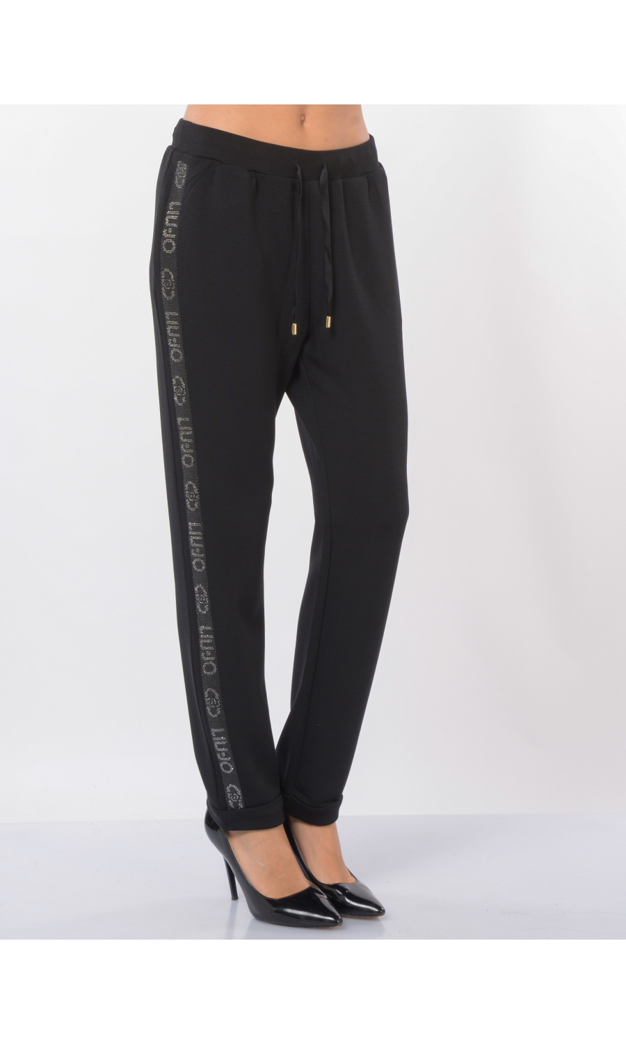 pantalone da donna Liu Jo in jersey con bande di strass