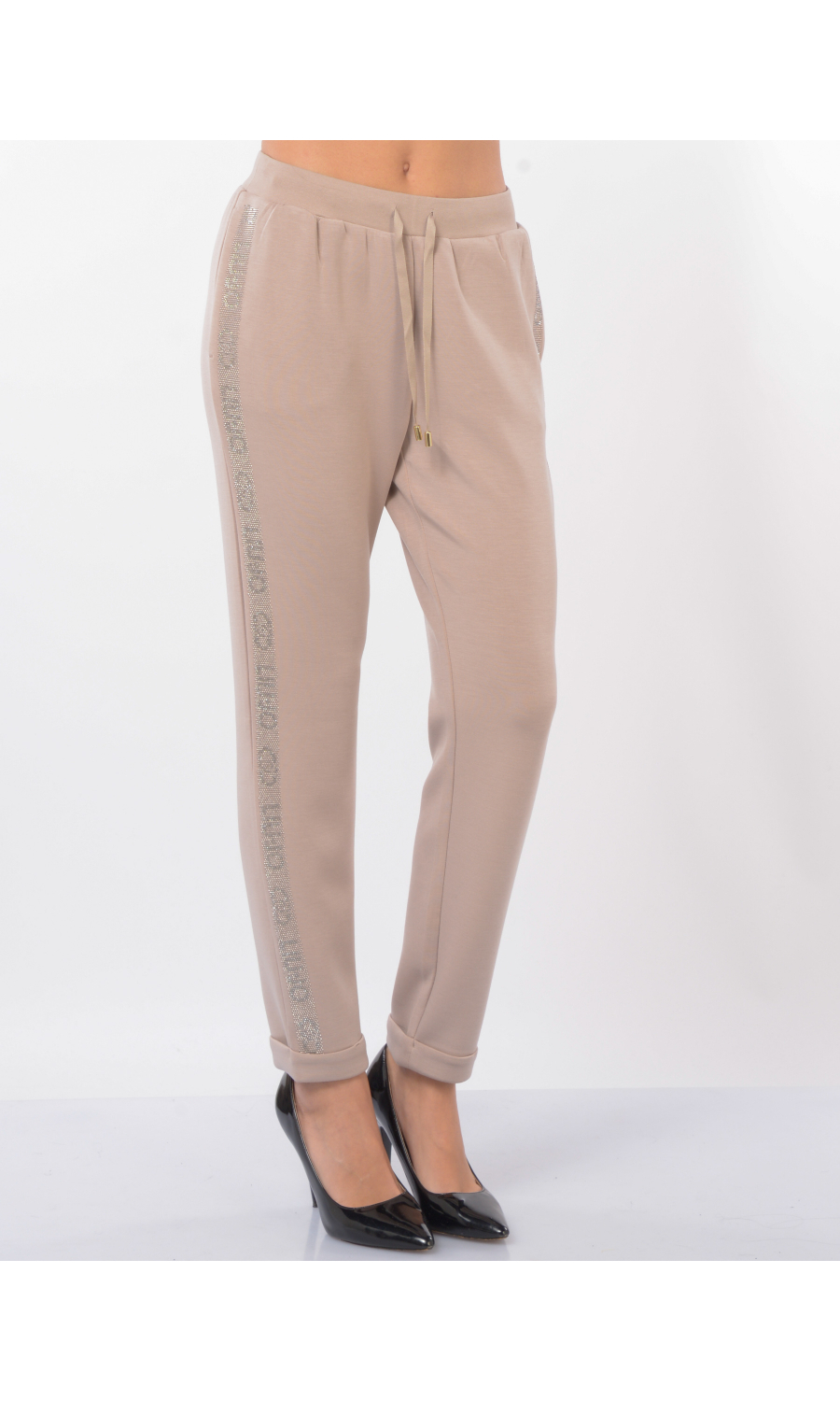 pantalone da donna Liu Jo in jersey con bande di strass