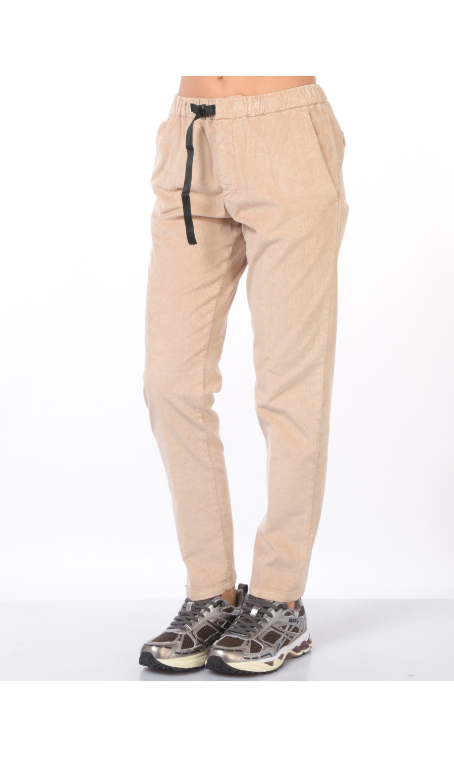 pantalone da donna White Sand effetto velluto rigato con elastico