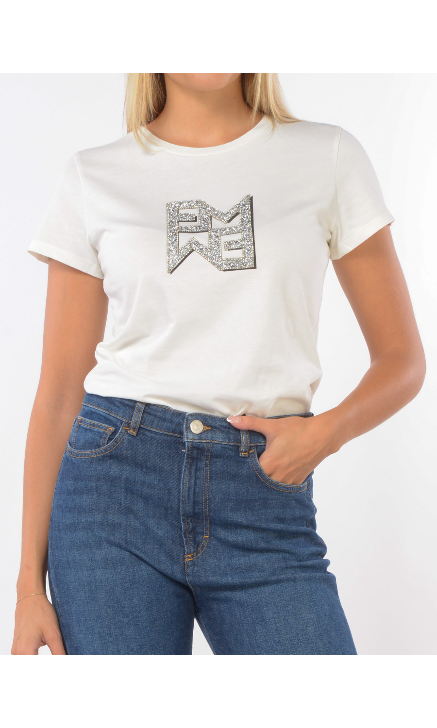 t Shirt da donna Emme By Marella a girocollo con logo di strass