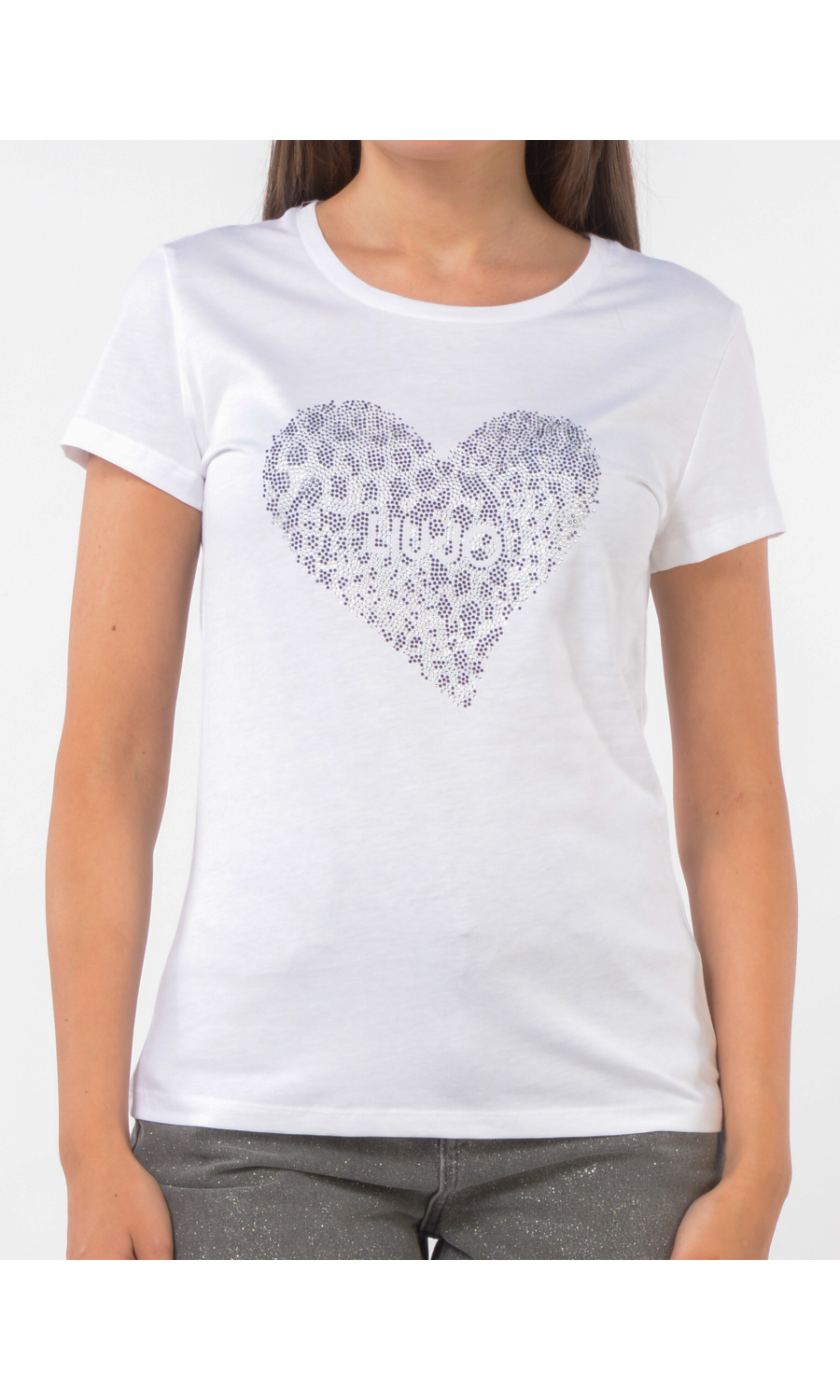 t Shirt da donna Liu Jo con ricamo di strass e logo