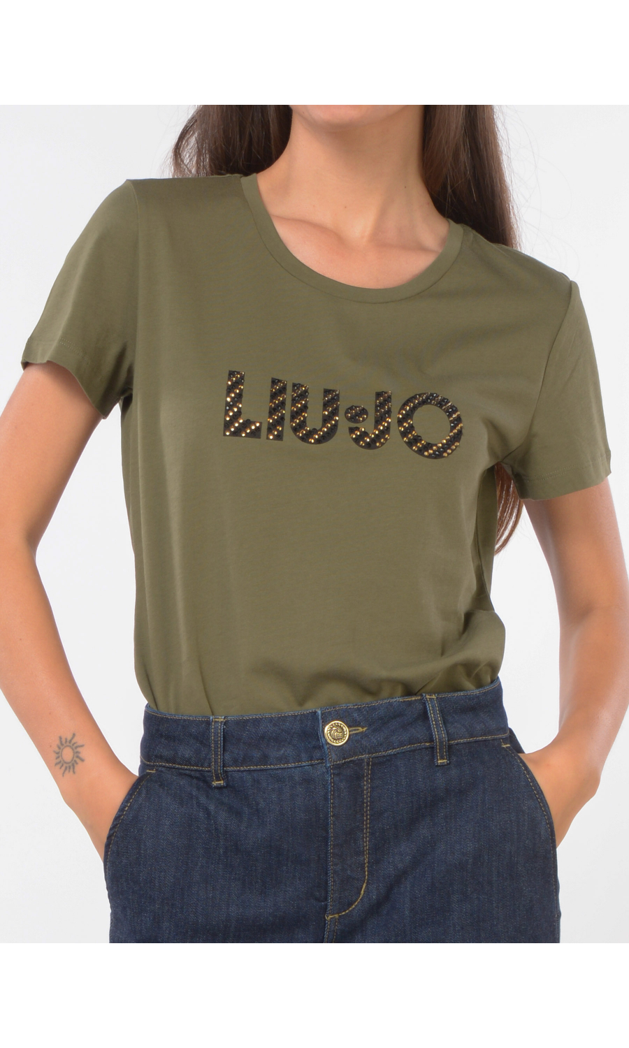 t Shirt da donna Liu Jo a girocollo con logo di strass