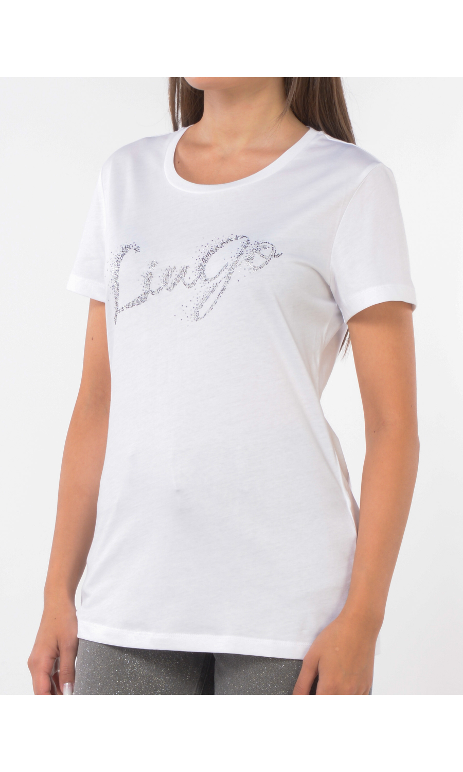 t Shirt da donna Liu Jo a girocollo con logo di strass