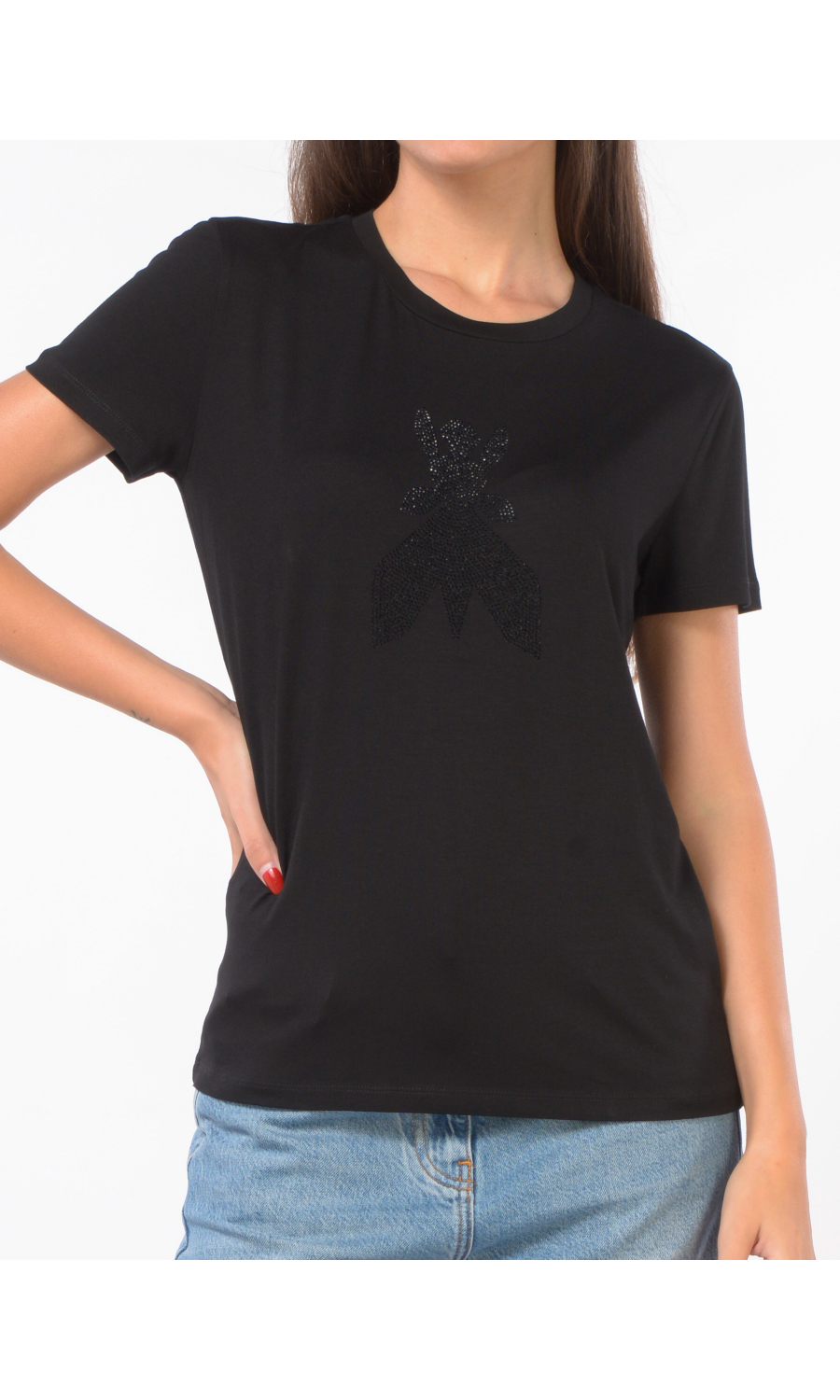 t Shirt da donna Patrizia Pepe in viscosa con logo di strass