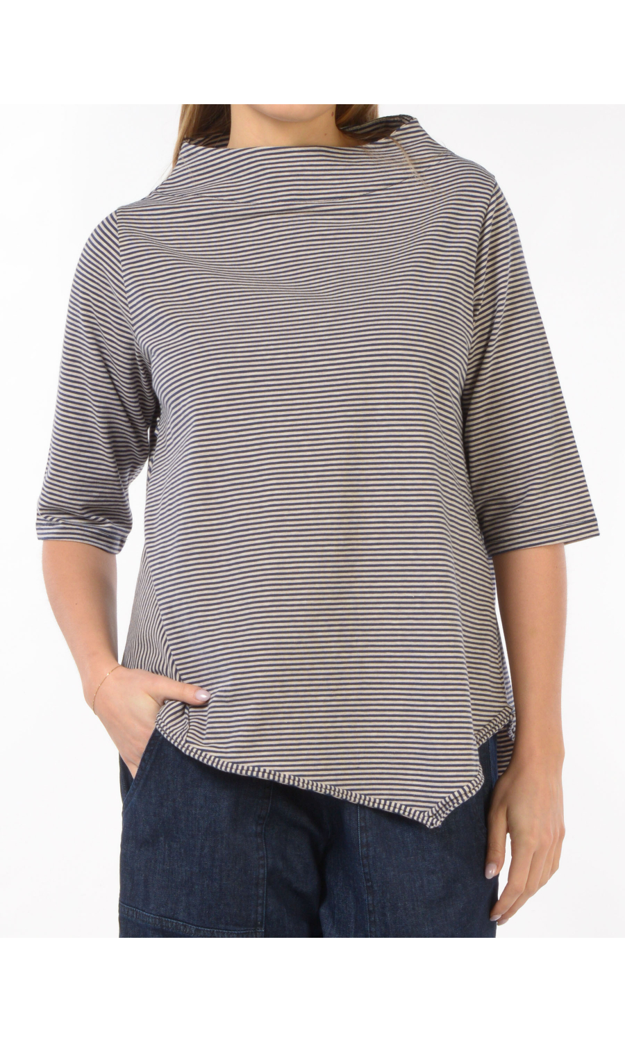 blusa da donna Jurere a righe con fondo asimmetrico