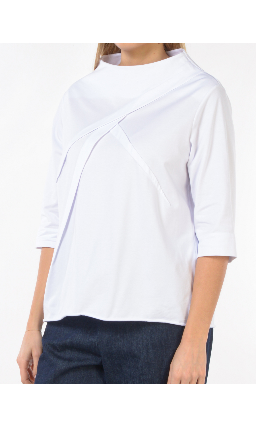 blusa da donna Jurere con collo a cratere e motivo di pieghe