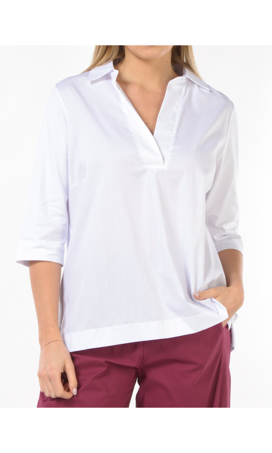 blusa da donna Jurere bitessuto con collo a camicia