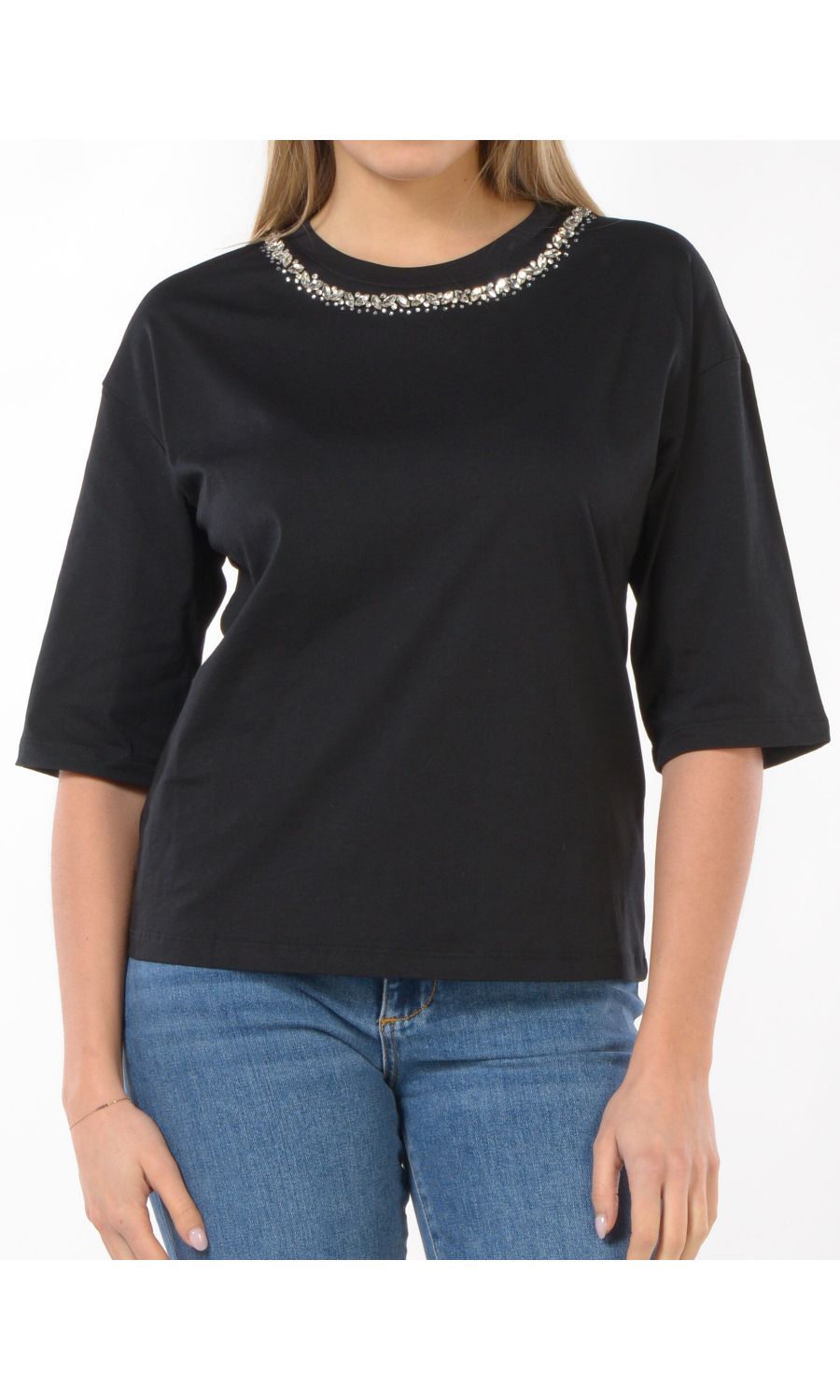 t Shirt da donna Liu Jo a maniche a tre quarti con applicazione gioiello