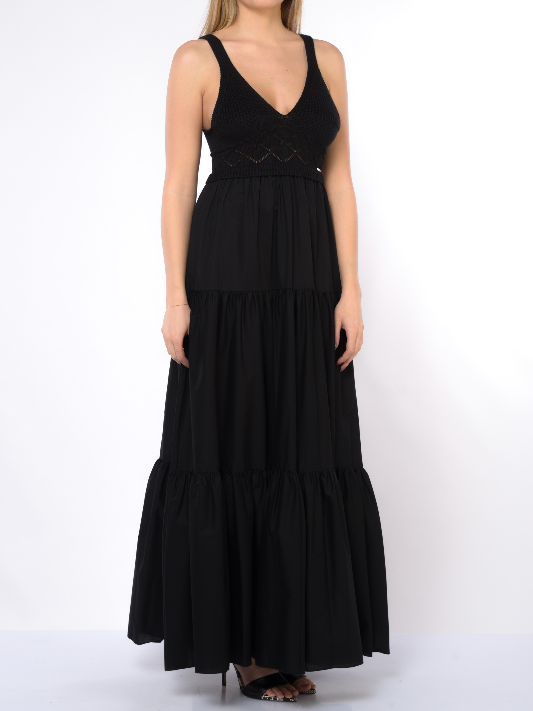 Vestito Donna Elegante Abito Lungo Donna Con Scollo A V E Spacco