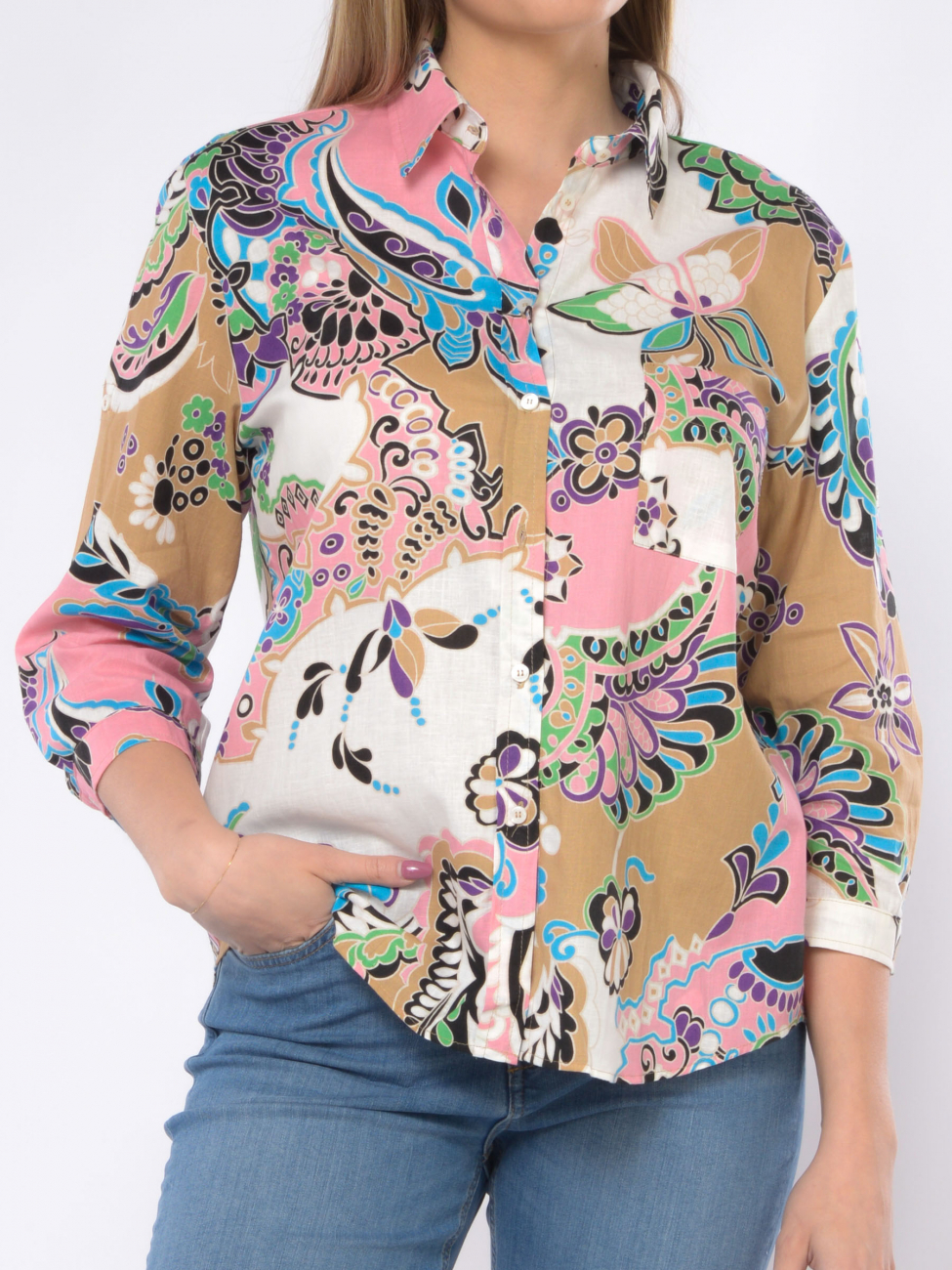 camicia da donna Emme By Marella in lino e cotone a fantasia paisley
