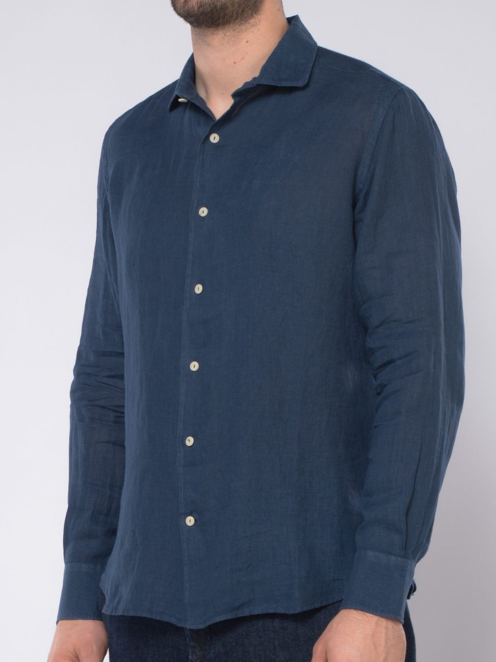 camicia da uomo Mc2 Saint Barth in lino con collo francese
