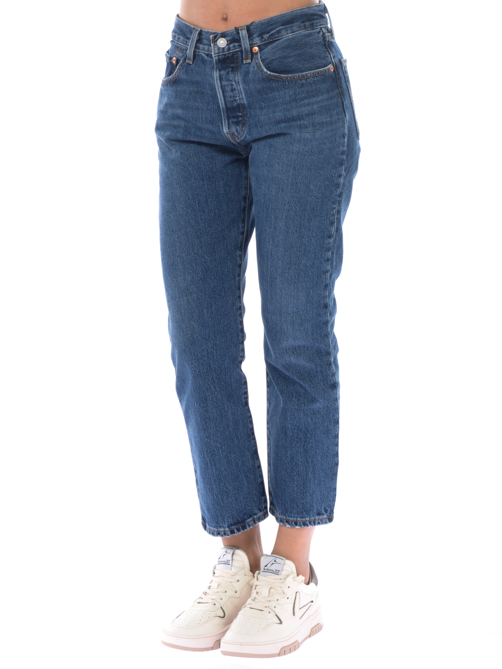 jeans da donna Levi's® 501 Original Cropped effetto used