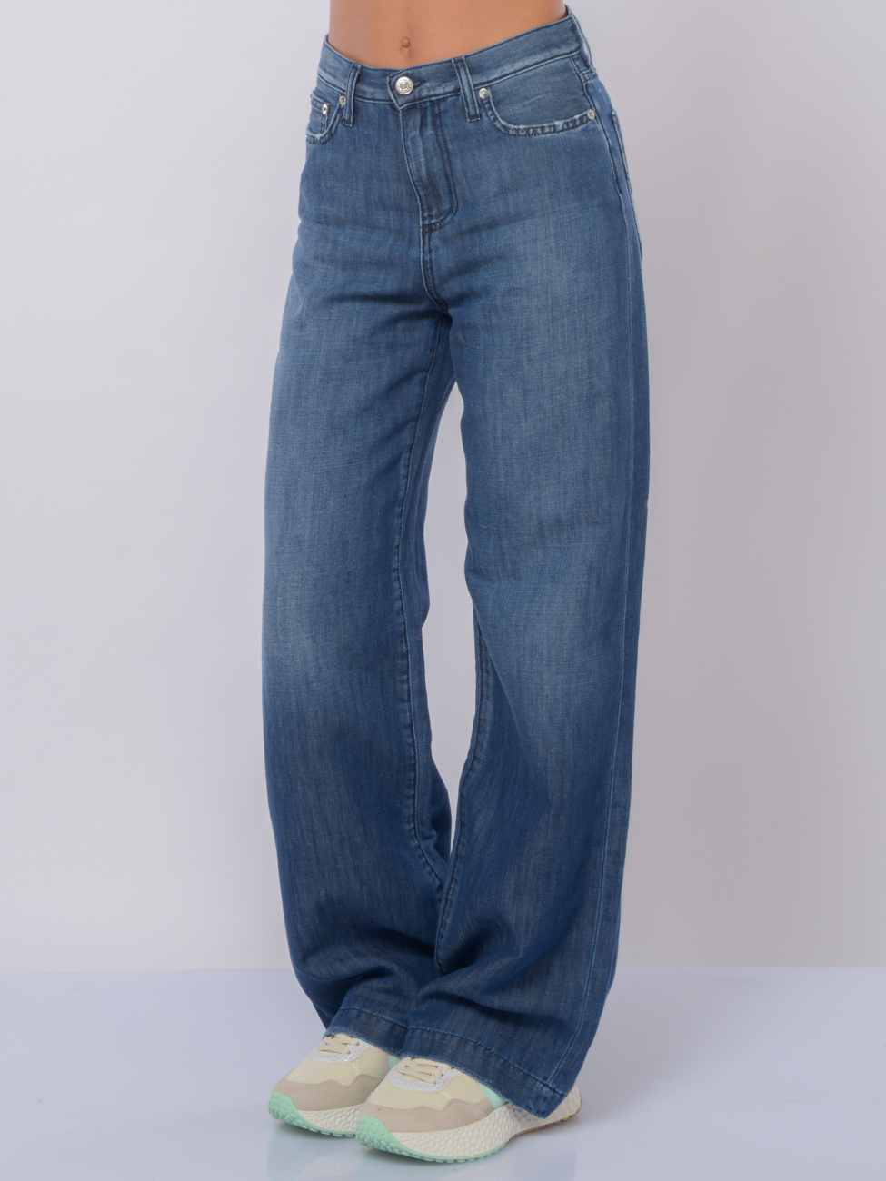 jeans da donna Roy Roger's ampi in cotone e lino