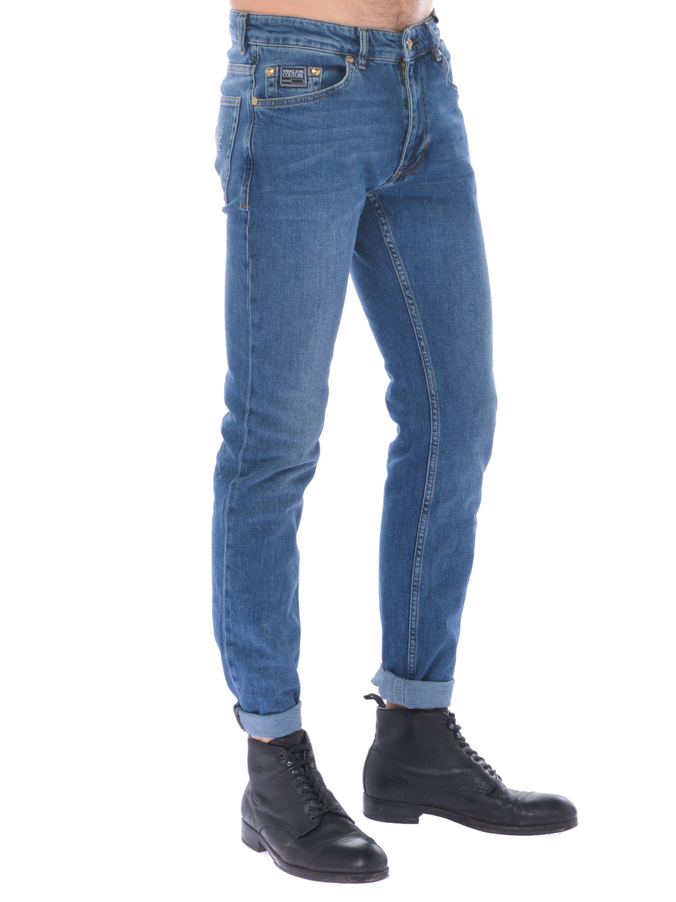 jeans da uomo Versace stone washed con logo