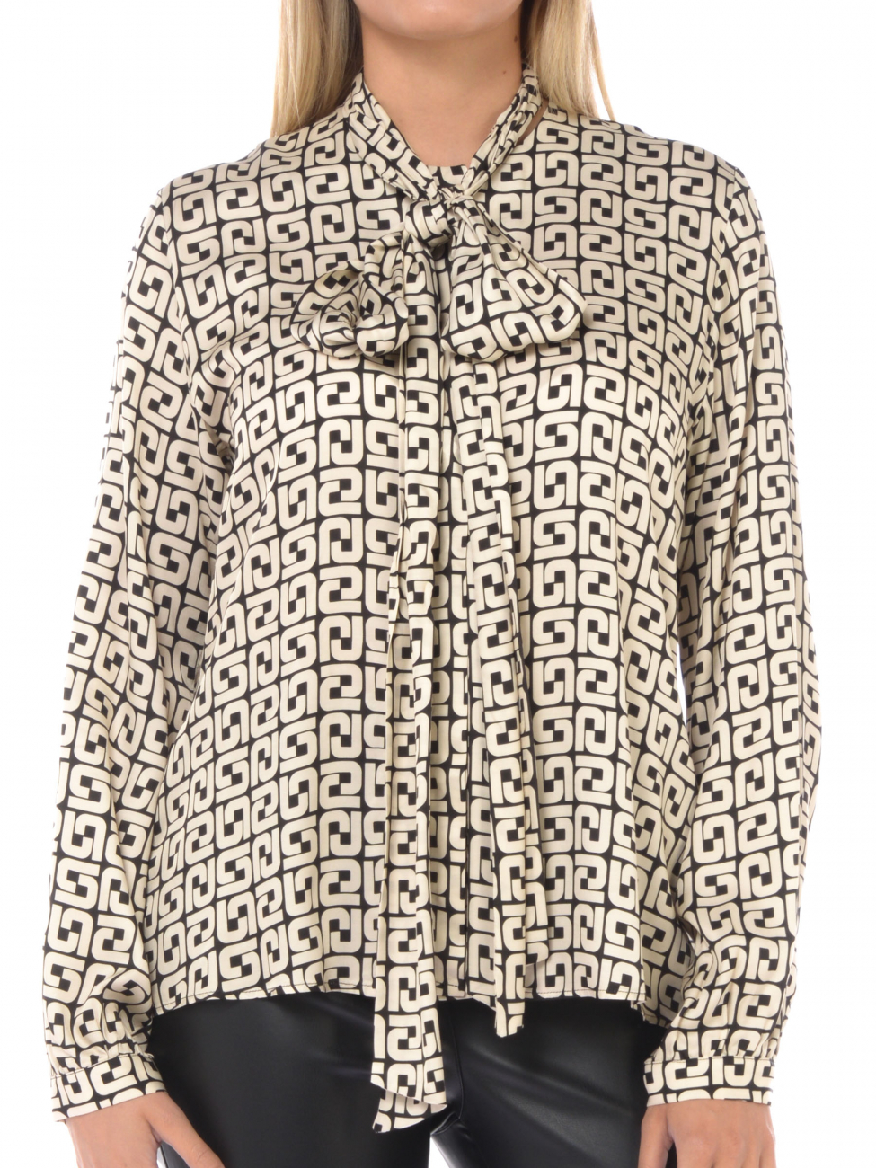 Camicia Donna Comma In Raso Con Arricciature - Poliestere Ed Elastan, Chiusura A Bottoni