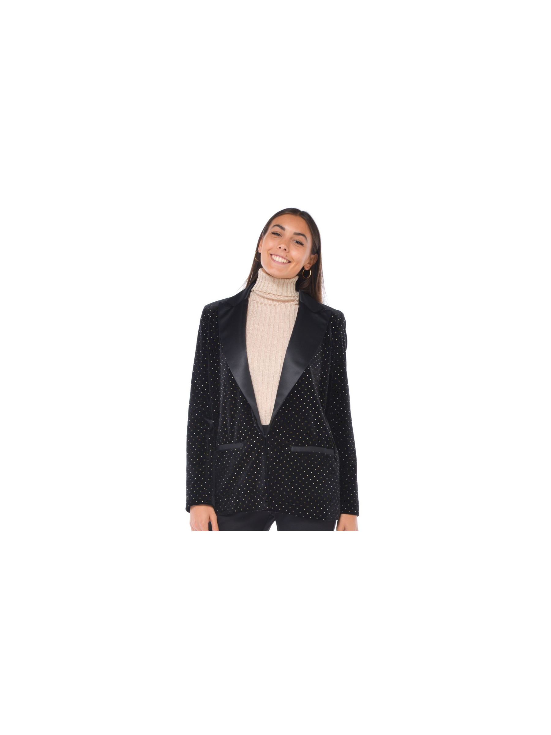 giacca lunga donna Kaos in velluto con micro borchie