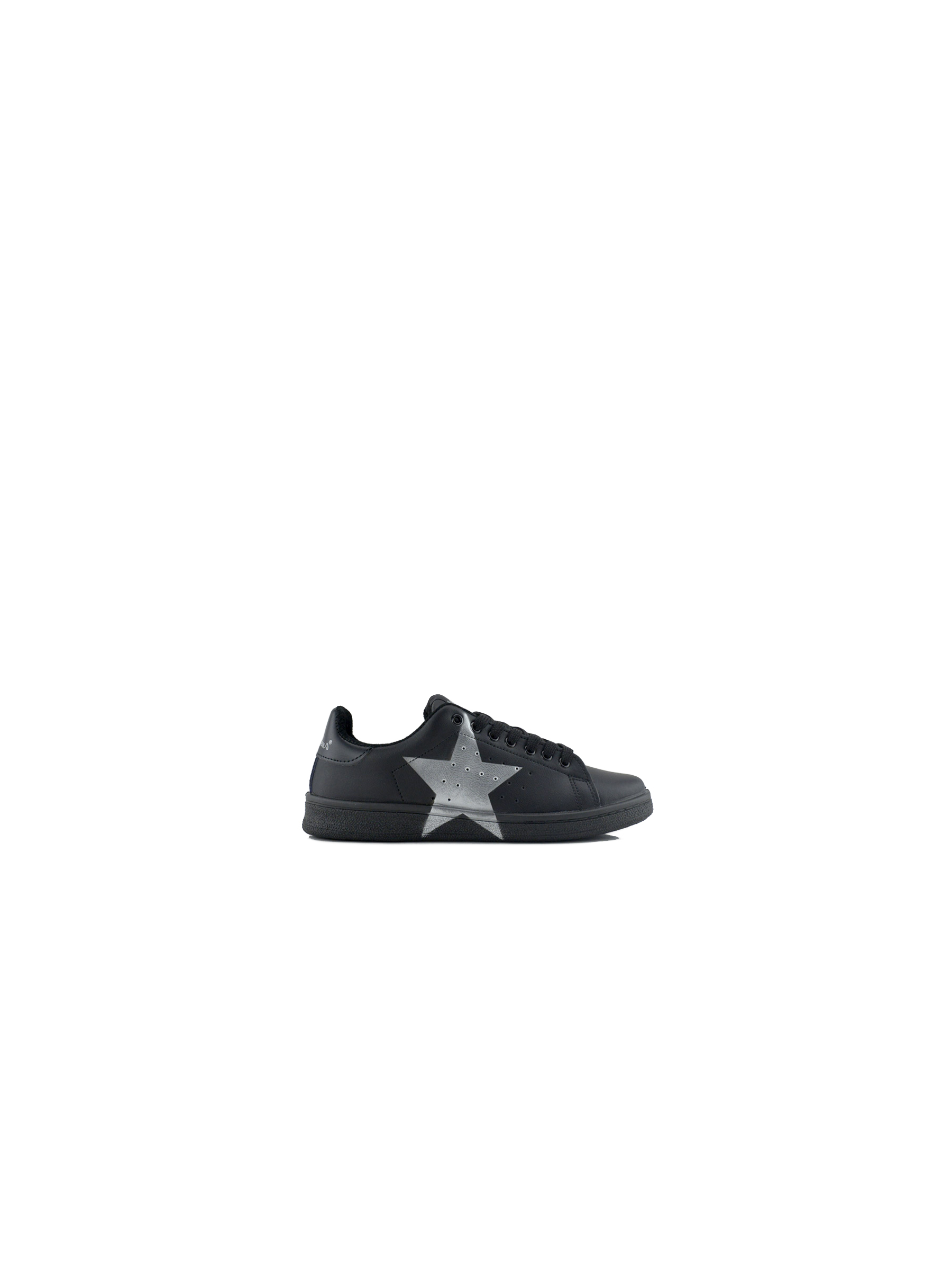 Sneaker donna in pelle con lacci e stampa stella nero